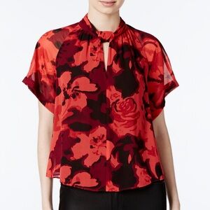 Floral Print Keyhole Blouse